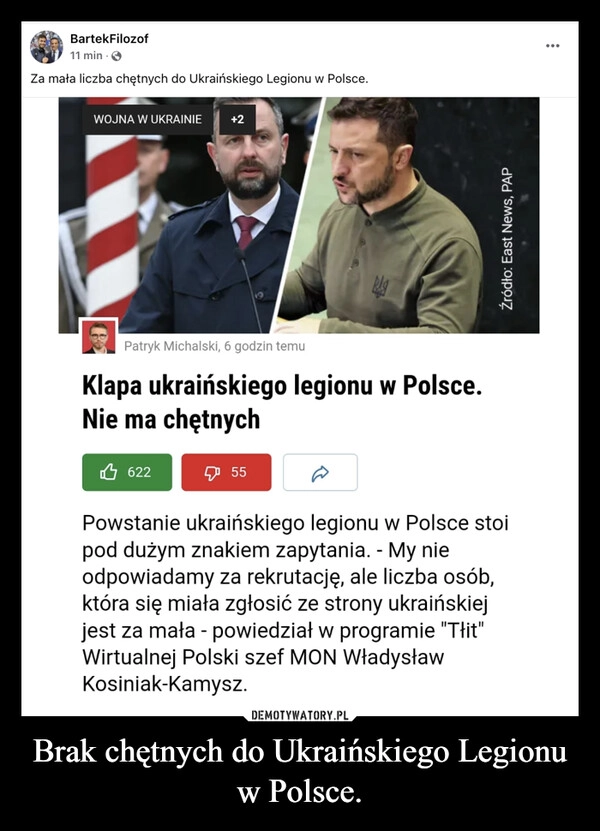 
    Brak chętnych do Ukraińskiego Legionu w Polsce.