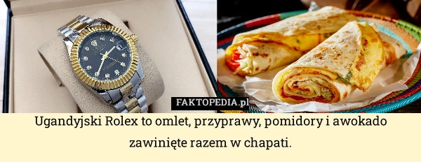 
    Ugandyjski Rolex to omlet, przyprawy, pomidory i awokado zawinięte razem