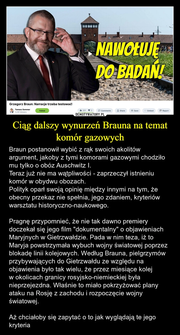 
    Ciąg dalszy wynurzeń Brauna na temat komór gazowych