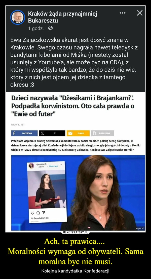 
    Ach, ta prawica.... 
Moralności wymaga od obywateli. Sama moralna byc nie musi.