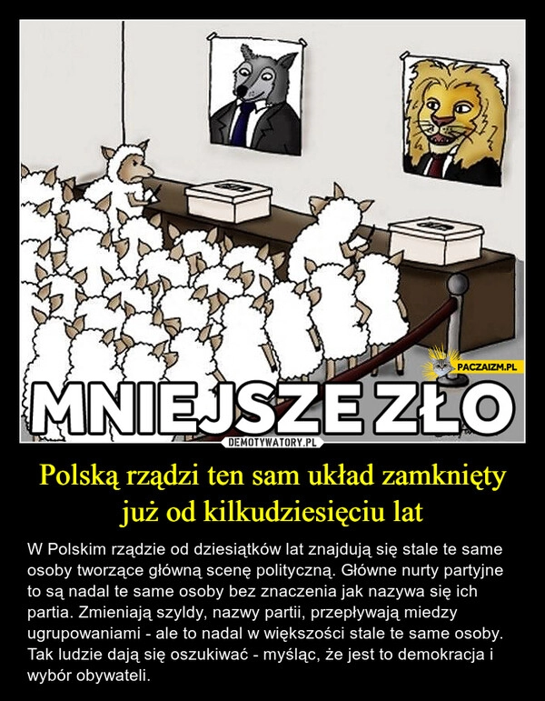 
    Polską rządzi ten sam układ zamknięty już od kilkudziesięciu lat