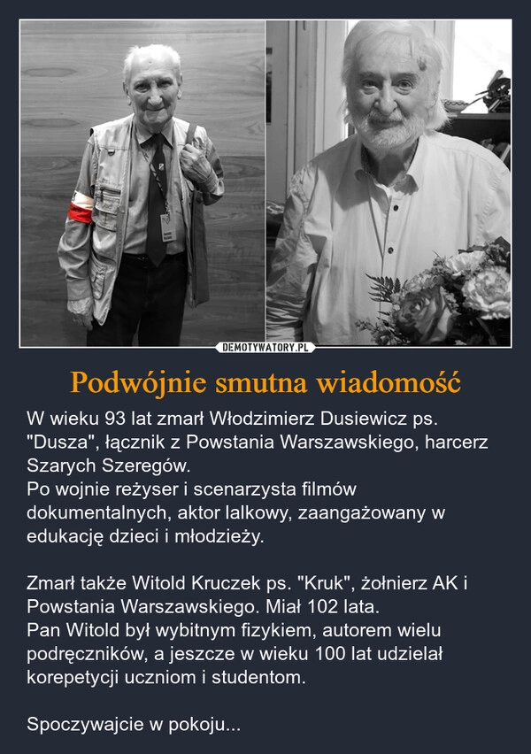 
    Podwójnie smutna wiadomość