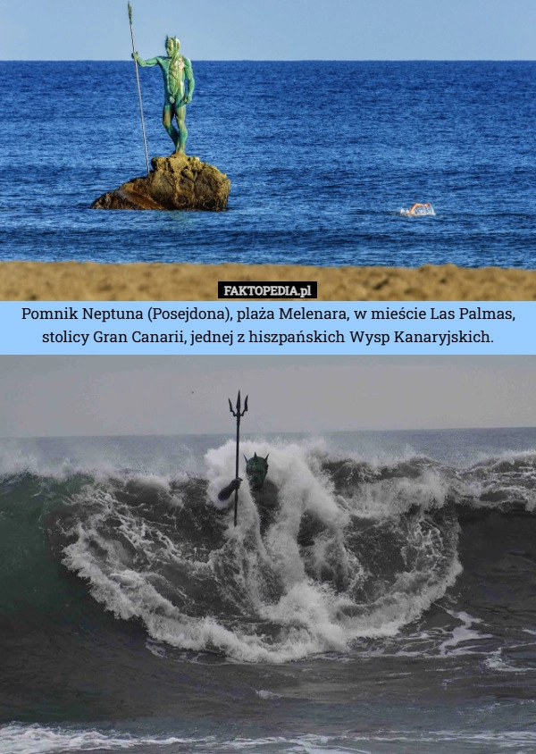 
    Pomnik Neptuna (Posejdona), plaża Melenara, w mieście Las Palmas, stolicy