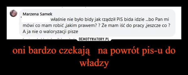 
    oni bardzo czekają   na powrót pis-u do władzy