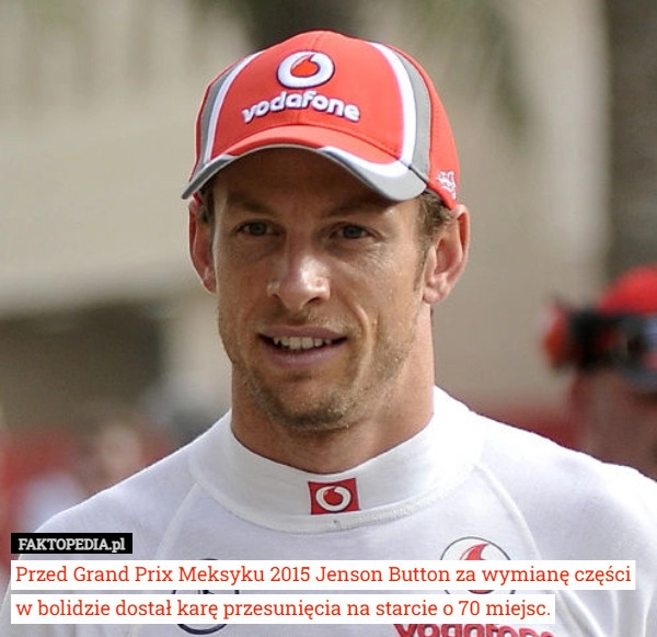 
    
			Przed Grand Prix Meksyku 2015 Jenson Button za wymianę części w bolidzie...					