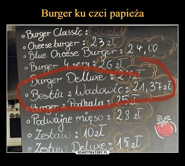 
    Burger ku czci papieża