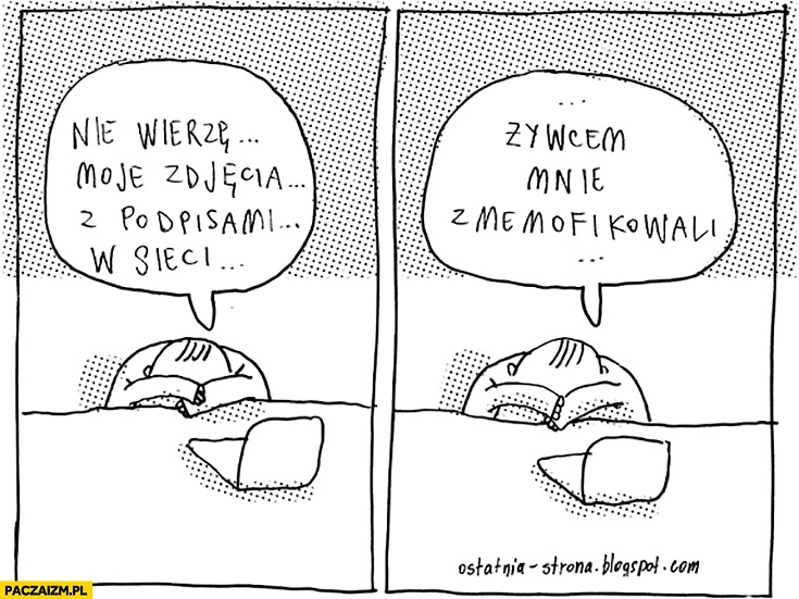 
    Nie wierzę, moje zdjęcia z podpisami w sieci, żywcem mnie zmemyfikowali