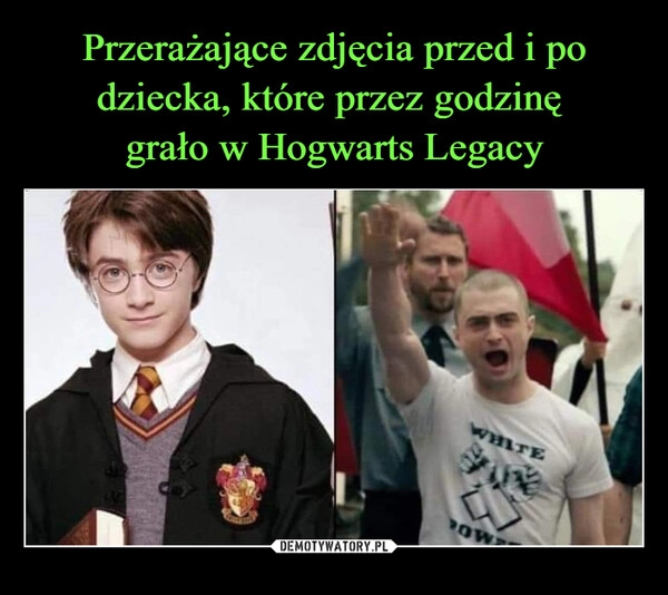 
    Przerażające zdjęcia przed i po dziecka, które przez godzinę 
grało w Hogwarts Legacy