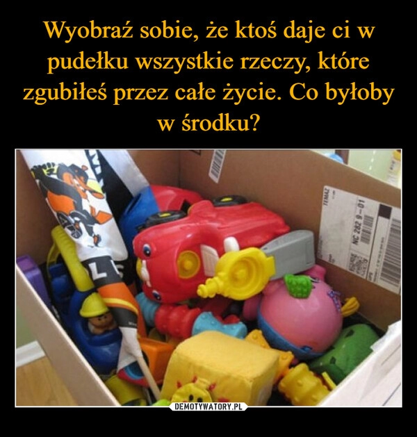 
    Wyobraź sobie, że ktoś daje ci w pudełku wszystkie rzeczy, które zgubiłeś przez całe życie. Co byłoby w środku?