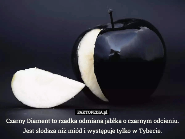 
    Czarny Diament to rzadka odmiana jabłka o czarnym odcieniu. Jest słodsza