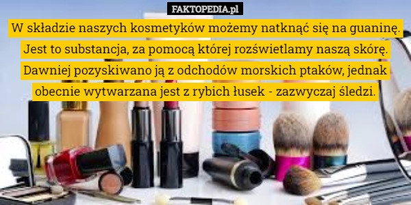 
    
			W składzie naszych kosmetyków możemy natknąć się na guaninę. Jest to substancja...					