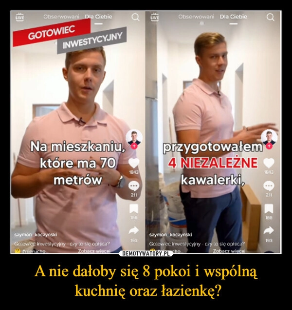 
    A nie dałoby się 8 pokoi i wspólną
 kuchnię oraz łazienkę?