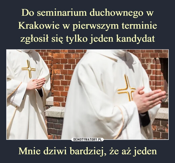 
    Do seminarium duchownego w Krakowie w pierwszym terminie zgłosił się tylko jeden kandydat Mnie dziwi bardziej, że aż jeden