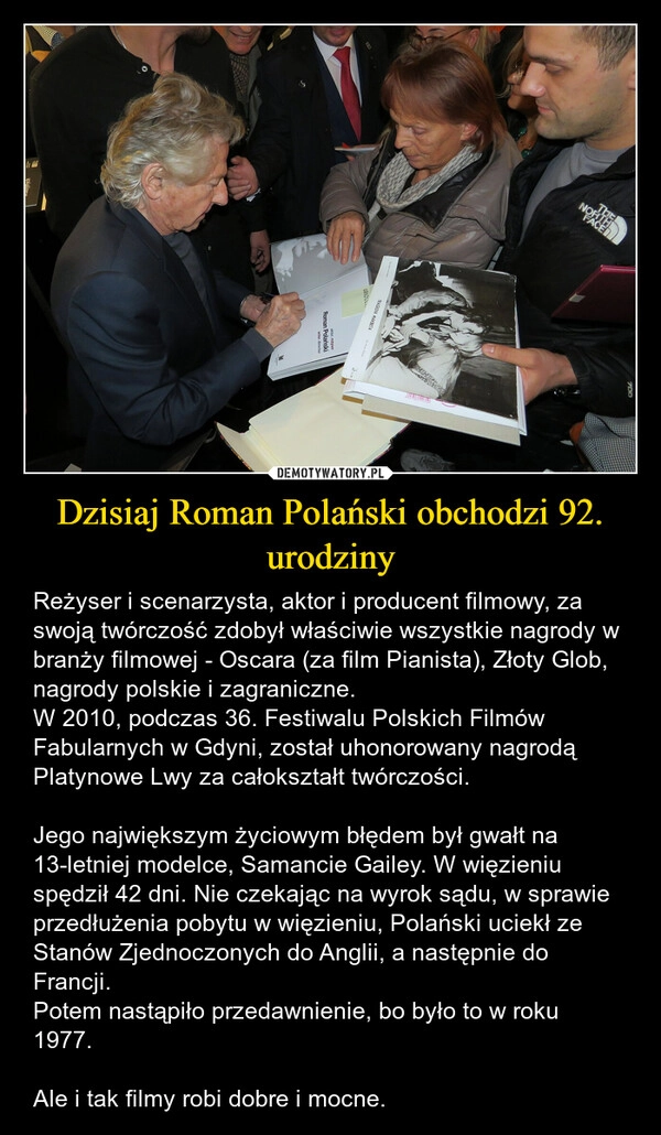 
    Dzisiaj Roman Polański obchodzi 92. urodziny