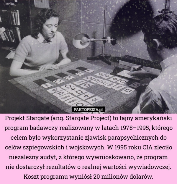 
    Projekt Stargate (ang. Stargate Project) to tajny amerykański program badawczy