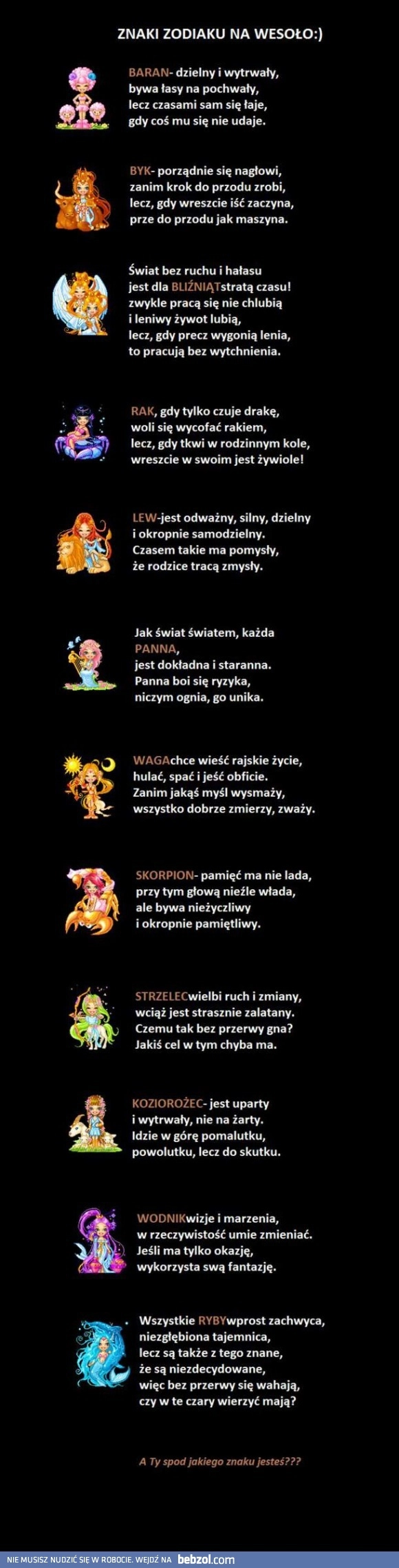 
    Znaki zodiaku na wesoło