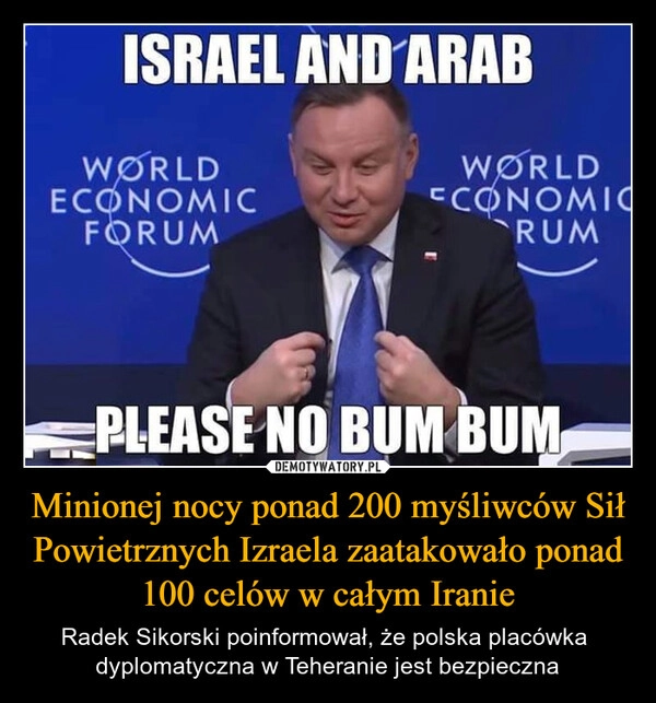 
    Minionej nocy ponad 200 myśliwców Sił Powietrznych Izraela zaatakowało ponad 100 celów w całym Iranie