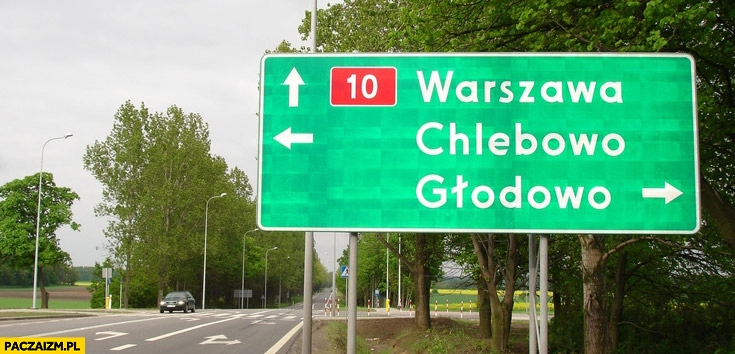 
    Chlebowo Głodowo znak tablica kierunkowskaz nazwy miejscowości