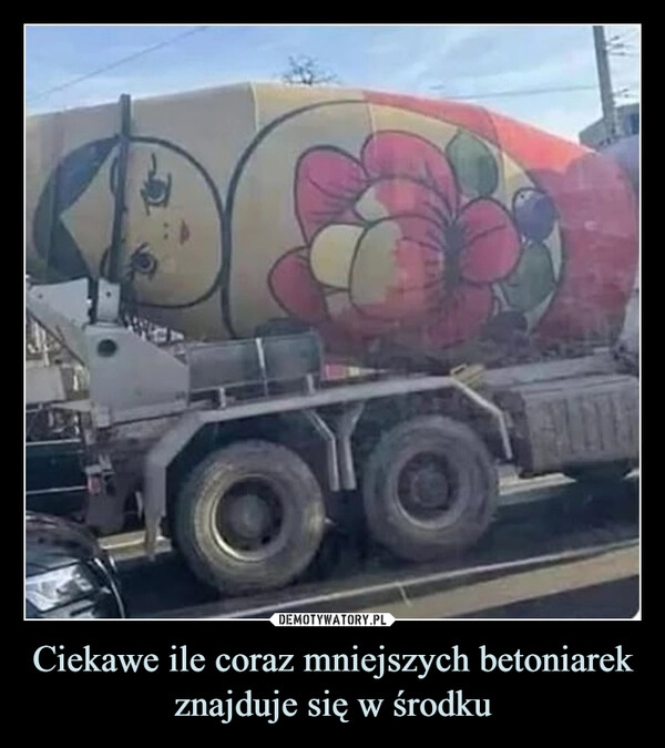 
    Ciekawe ile coraz mniejszych betoniarek znajduje się w środku