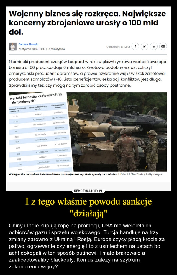 
    I z tego właśnie powodu sankcje "działają" 