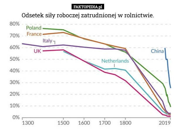 
    Odsetek siły roboczej zatrudnionej w rolnictwie.