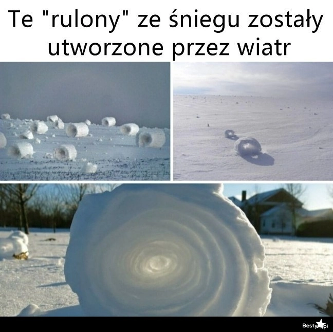 
    Rulony ze śniegu 