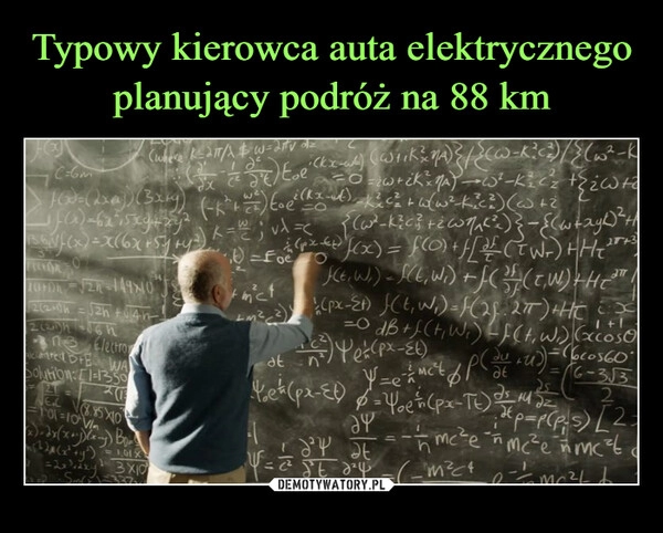 
    Typowy kierowca auta elektrycznego planujący podróż na 88 km