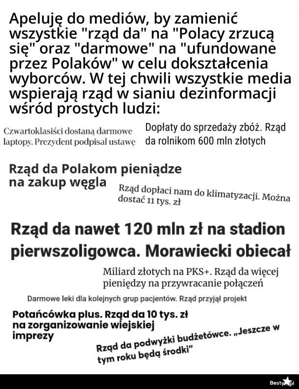 
    Rząd niczego nie daje, tylko my