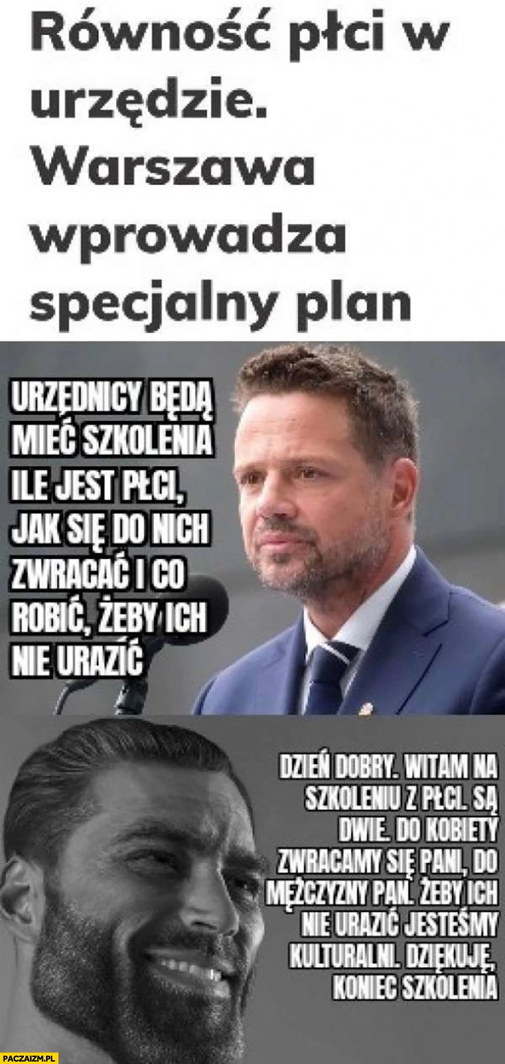 
    Trzaskowski równość płci w urzędzie Warszawa wprowadza specjalny plan szkolenia z płci