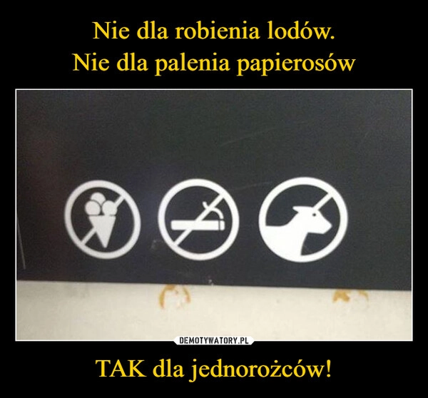 
    Nie dla robienia lodów.
Nie dla palenia papierosów TAK dla jednorożców!