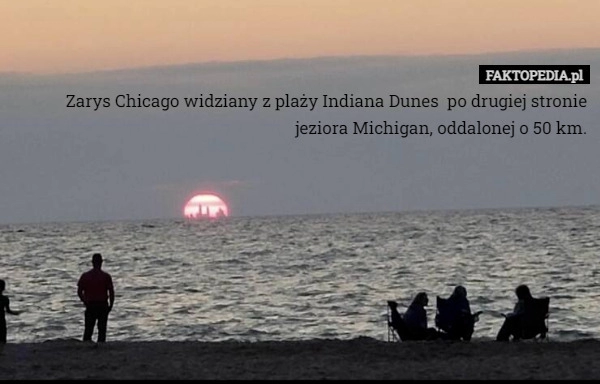 
    Zarys Chicago widziany z plaży Indiana Dunes  po drugiej stronie jeziora