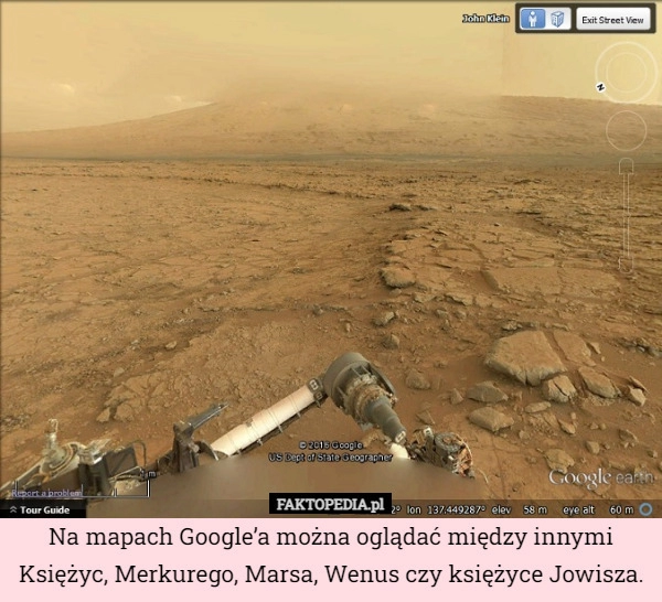 
    Na mapach Google’a można oglądać między innymi Księżyc, Merkurego, Marsa,