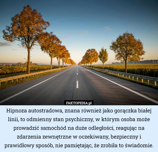 
    Hipnoza autostradowa, znana również jako gorączka białej linii, to odmienny...