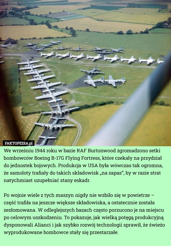 
    We wrześniu 1944 roku w bazie RAF Burtonwood zgromadzono setki bombowców