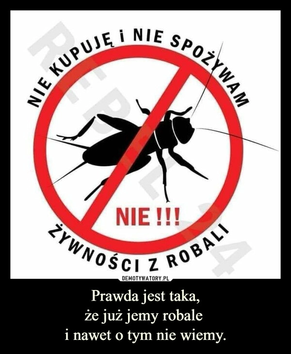 
    Prawda jest taka,
że już jemy robale 
i nawet o tym nie wiemy.