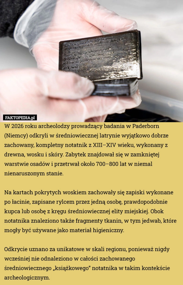 
    W 2026 roku archeolodzy prowadzący badania w Paderborn (Niemcy) odkryli