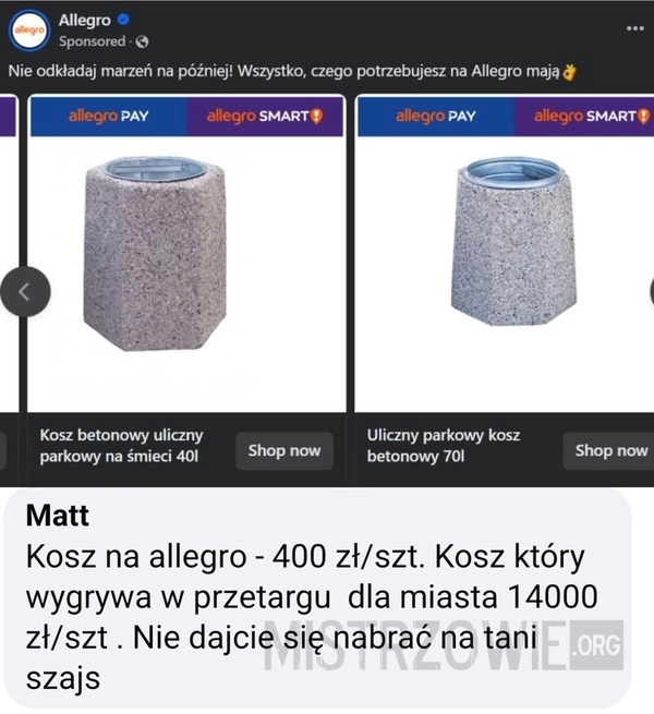 
    Betonowy kosz