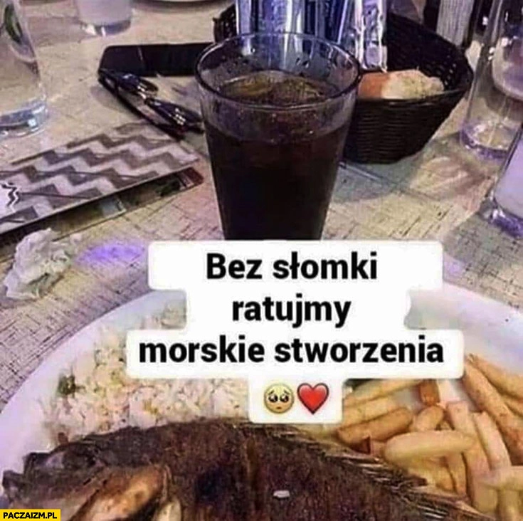 
    Bez słomki ratujmy morskie stworzenia ryba na talerzu