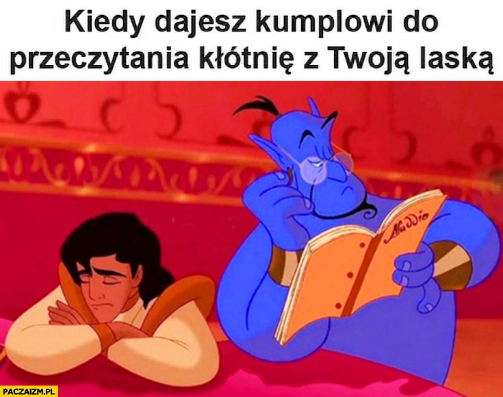 
    Kiedy dajesz kumplowi do przeczytania kłótnię z Twoją laską Alladyn