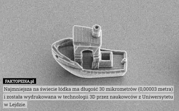 
    Najmniejsza na świecie łódka ma długość 30 mikrometrów (0,00003 metra) i