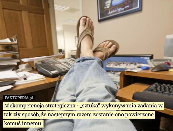 
    Niekompetencja strategiczna - „sztuka” wykonywania zadania w tak zły sposób,