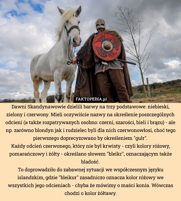 
    Dawni Skandynawowie dzielili barwy na trzy podstawowe: niebieski, zielony