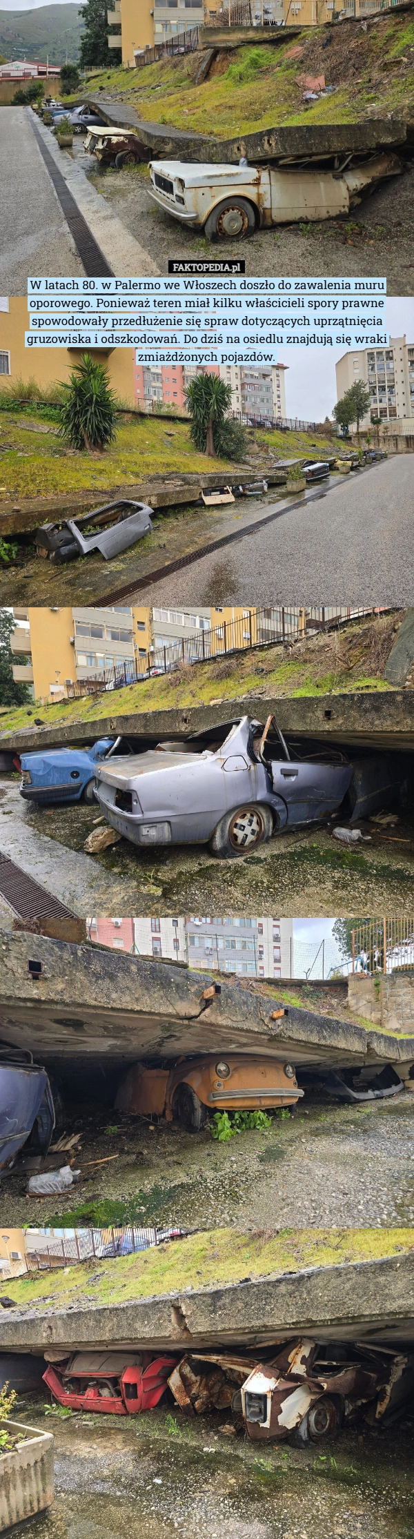 
    W latach 80. w Palermo we Włoszech doszło do zawalenia muru oporowego. Ponieważ