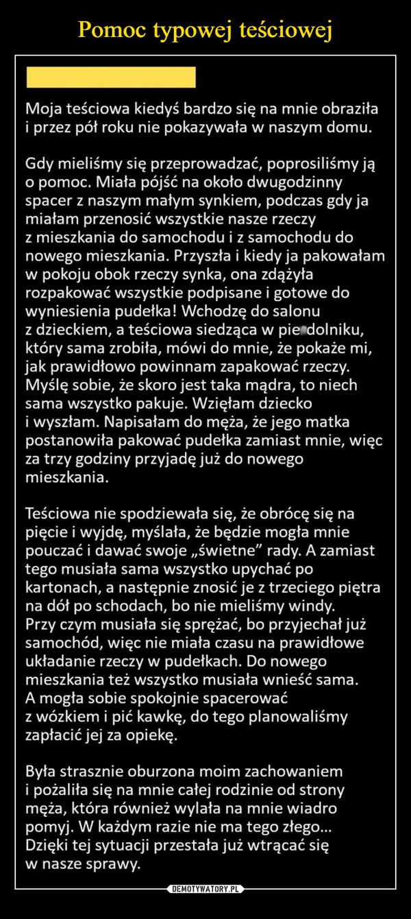 
    Pomoc typowej teściowej