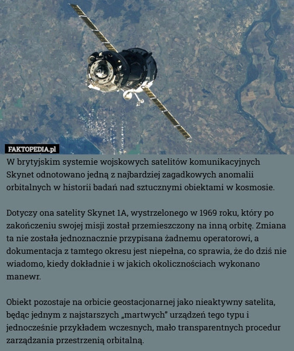 W brytyjskim systemie wojskowych satelitów komunikacyjnych Skynet odnotowano