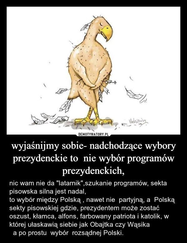 
    wyjaśnijmy sobie- nadchodzące wybory prezydenckie to  nie wybór programów prezydenckich,