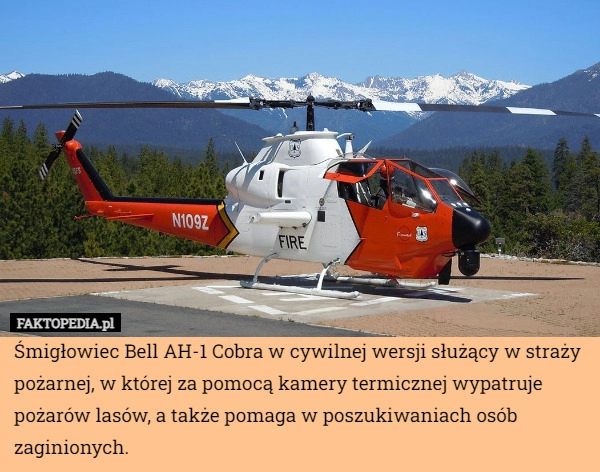 
    Śmigłowiec Bell AH-1 Cobra w cywilnej wersji służący w straży pożarnej,