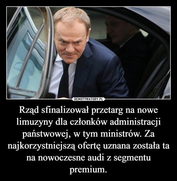 
    Rząd sfinalizował przetarg na nowe limuzyny dla członków administracji państwowej, w tym ministrów. Za najkorzystniejszą ofertę uznana została ta na nowoczesne audi z segmentu premium.