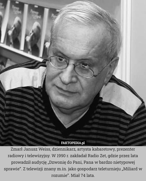 
    Zmarł Janusz Weiss, dziennikarz, artysta kabaretowy, prezenter radiowy i