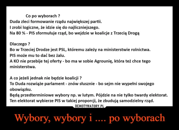 
    Wybory, wybory i .... po wyborach